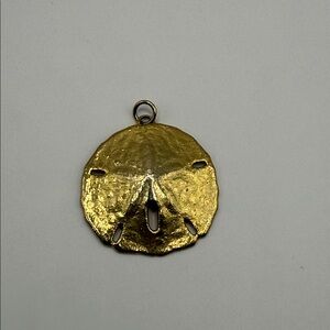 Vintage Gold Tone Sand Dollar Large Statement Pendant